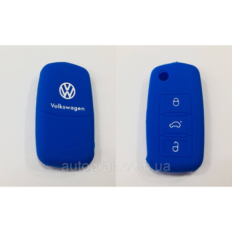 Силіконовий чохол на ключ 3 кнопки Volkswagen синій