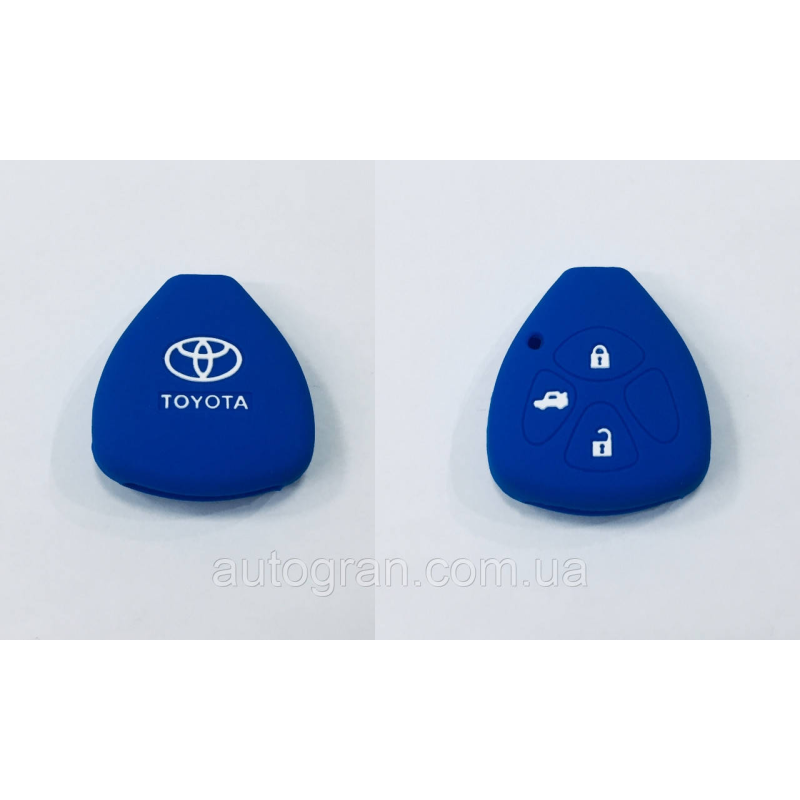 Силіконовий чохол на ключ Toyota 3 кнопки синій