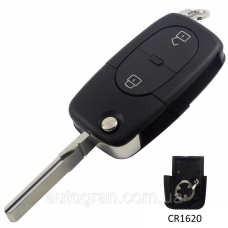 Корпус викидного ключа Audi 2 кнопки старий тип під 2 батарейки CR1620