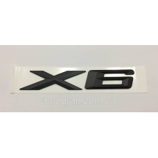 Емблема напис багажника BMW X6 чорна