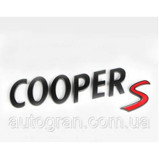 Емблема напис багажника Mini Copper S чорна