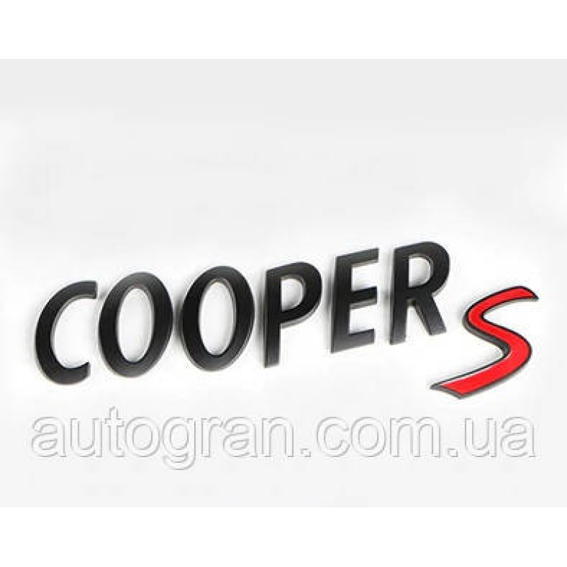Емблема напис багажника Mini Copper S чорна