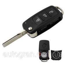 Корпус викидного ключа Volkswagen Skoda 3+1 кнопки після 2009г