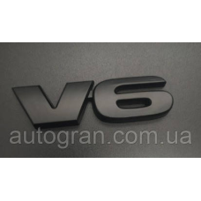Емблема V6 8.3x2.6 см чорна