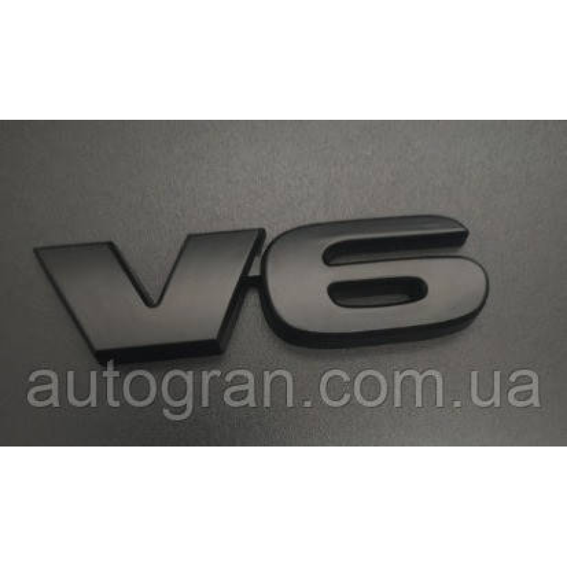 Емблема V6 8.3x2.6 см чорна