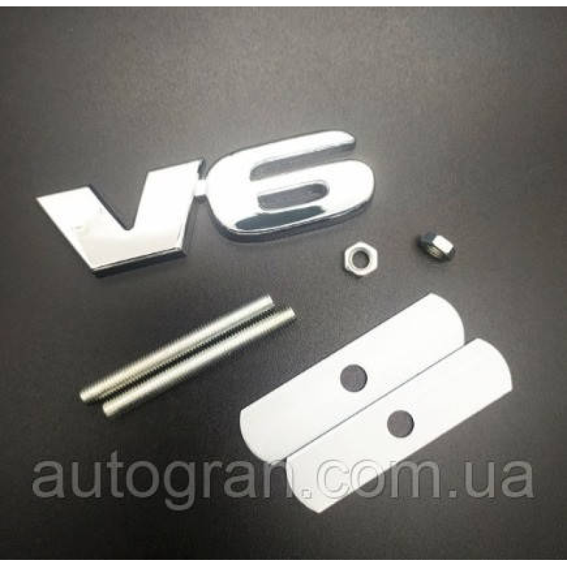 Емблема решітки радіатора V6 8.3 x 2.4 см Емблема решітки радіатора V6 8.3 x 2.4 см