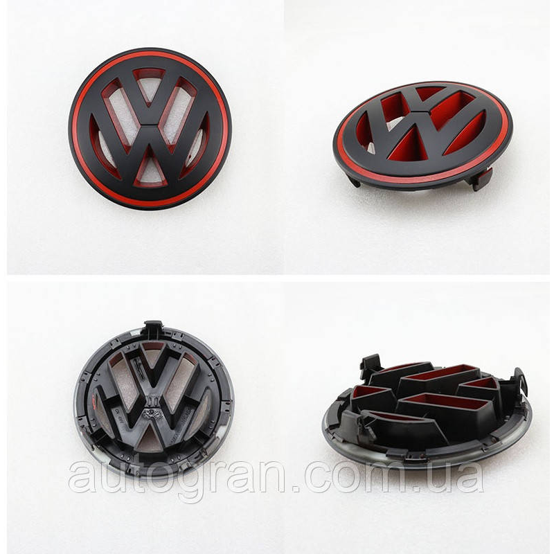 Емблема решітки радіатора VW Volkswagen Passat B6, Jetta 2006-2011 1K5853600 чорно-червона