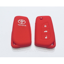 Силіконовий чохол на викидний ключ Toyota 3 кнопки червоний