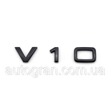 Емблема напис кришки багажника та на крила Audi V10 чорна