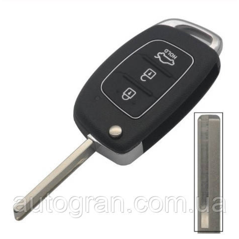 Корпус викидного ключа Hyundai Kia 3 кнопки новий тип лезо HY18 Корпус викидного ключа Hyundai Kia 3 кнопки новий тип лезо HY18
