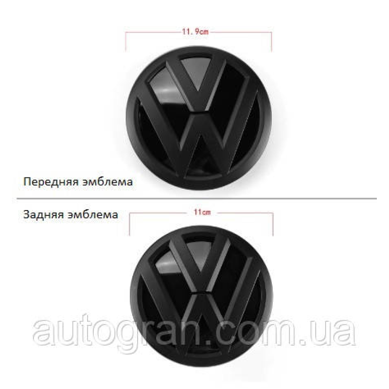 Емблема решітки та багажника VW Volkswagen Polo 2014-2019 чорна матова Емблема решітки та багажника VW Volkswagen Polo 2014-2019 чорна матова