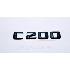 Емблема напис багажника Mercedes C200 чорна