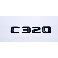Емблема напис багажника Mercedes C320 чорна тип1
