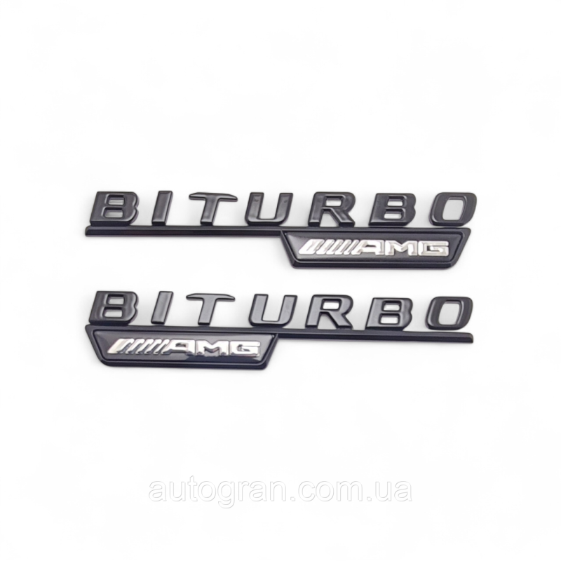 Емблеми на крила Mercedes Biturbo AMG чорні Емблеми на крила Mercedes Biturbo AMG чорні