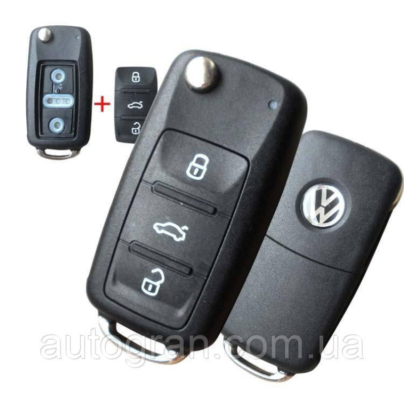 Корпус викидного ключа Volkswagen Skoda 3 кнопки після 2009г Корпус викидного ключа Volkswagen Skoda 3 кнопки після 2009г