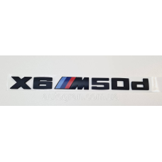 Емблема напис багажника BMW X6M50d чорна