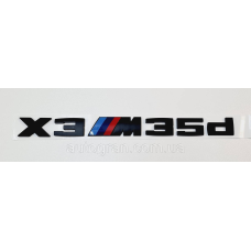 Емблема напис багажника BMW X3M35d чорна