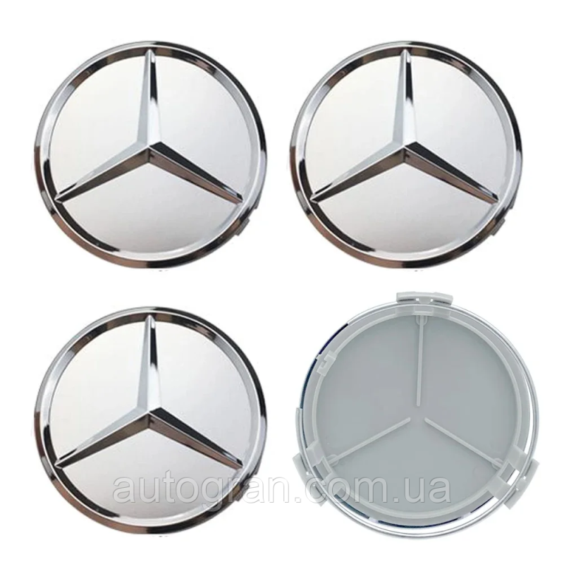 Заглушки ковпачки литих дисків Mercedes срібні