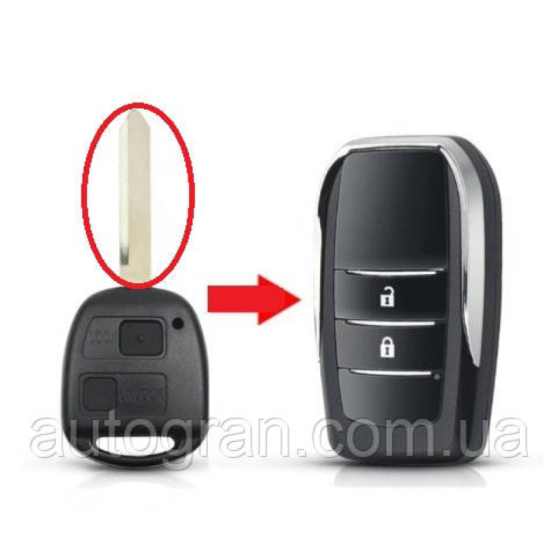 Ключ викидний для тюнінгу штатного ключа Toyota Rav4 Corolla 2кн Toy47