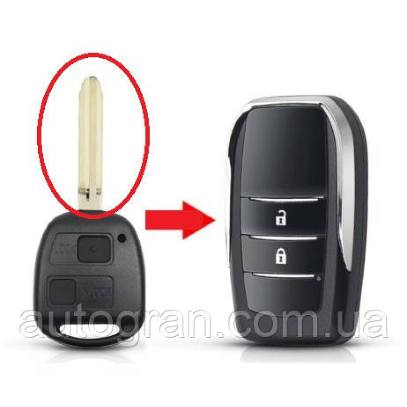Ключ викидний для тюнінгу штатного ключа Toyota Rav4 Corolla 2кн Toy43