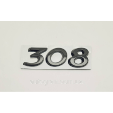 Емблема напис багажника Peugeot 308 чорний