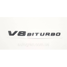 Емблема напис Mercedes V8 biturbo чорний глянець