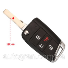 Корпус викидного ключа VW Volkswagen Golf Touran Passat лезо HU66