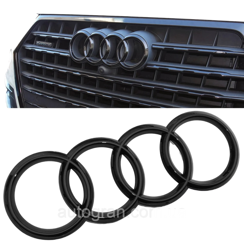 Емблема решітки радіатора кільця Audi Q7 2016-2020 чорна глянець