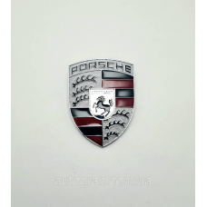 Емблема Porsche для Cayenne Cayman Macan Panamera серая сіра