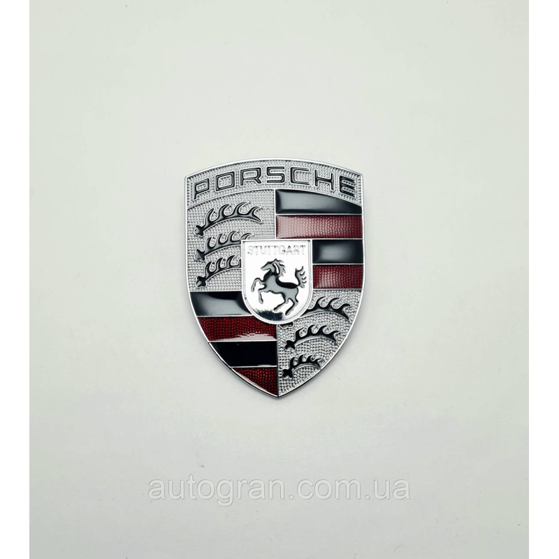 Емблема Porsche для Cayenne Cayman Macan Panamera серая сіра