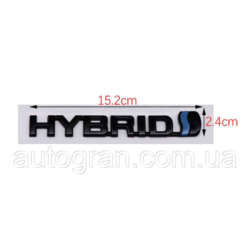 Емблема кузова Toyota Hybrid 15смх2.4см чорна