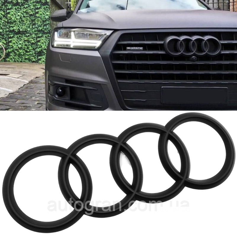 Емблема решітки радіатора Audi Q7 2016-2020 чорна матова