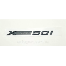 Емблема напис BMW Xdrive 5.0i чорний