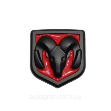 Емблема кузова Dodge 66х62мм червона