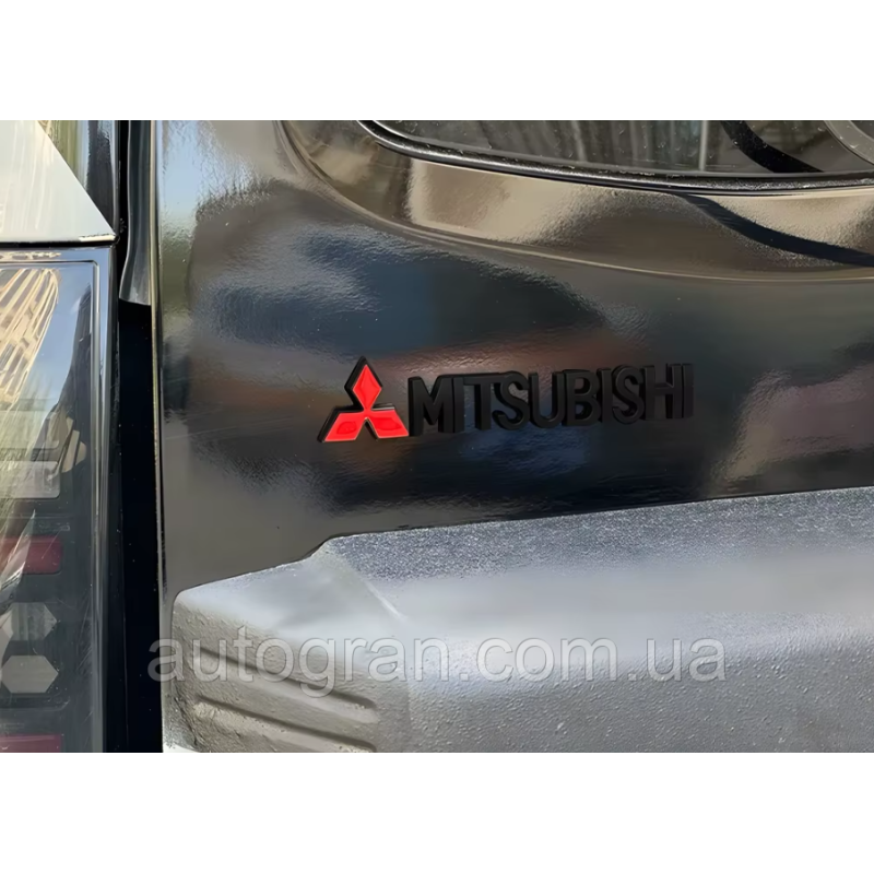 Емблема напис багажника Mitsubishi тип 2 чорна Емблема напис багажника Mitsubishi тип 2 чорна