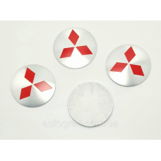 Наклейки на ковпачки литих дисків Mitsubishi срібло 56 мм