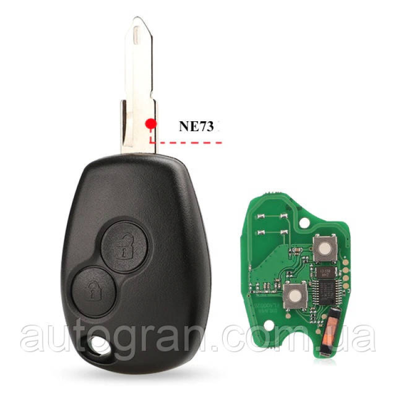 Ключ із платою Renault Opel 2 кнопки 433Mhz PCF7946 чип ID46 лезо NE73 Ключ із платою Renault Opel 2 кнопки 433Mhz PCF7946 чип ID46 лезо NE73