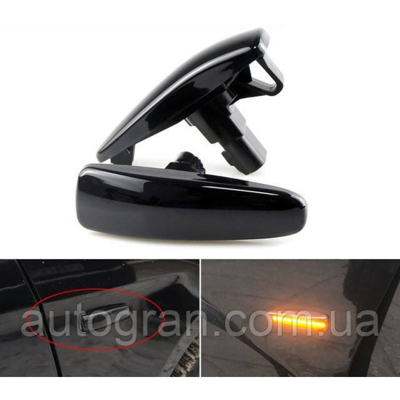 LED Показчики повороту на крило Mitsubishi Lancer X ASX Outlander sport чорні
