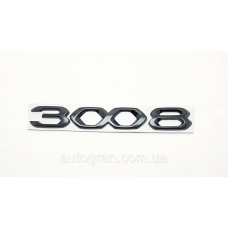 Емблема напис багажника Peugeot 3008 новий тип чорний