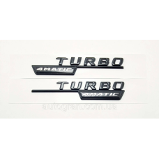 Емблеми на крила Mercedes Turbo 4Matic чорні глянець