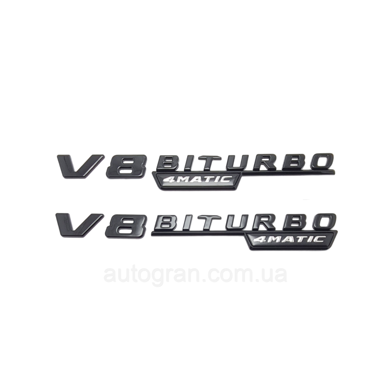 Емблеми на крила Mercedes V8 biturbo 4matic чорні Емблеми на крила Mercedes V8 biturbo 4matic чорні