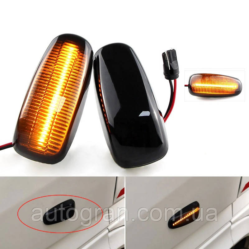 LED Покажчики повороту на крило Mercedes W210 W202 W208 Vito W638 чорні