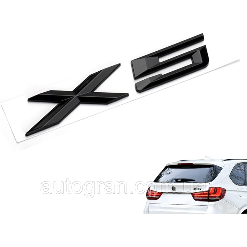 Емблема напис багажника BMW X5 чорна