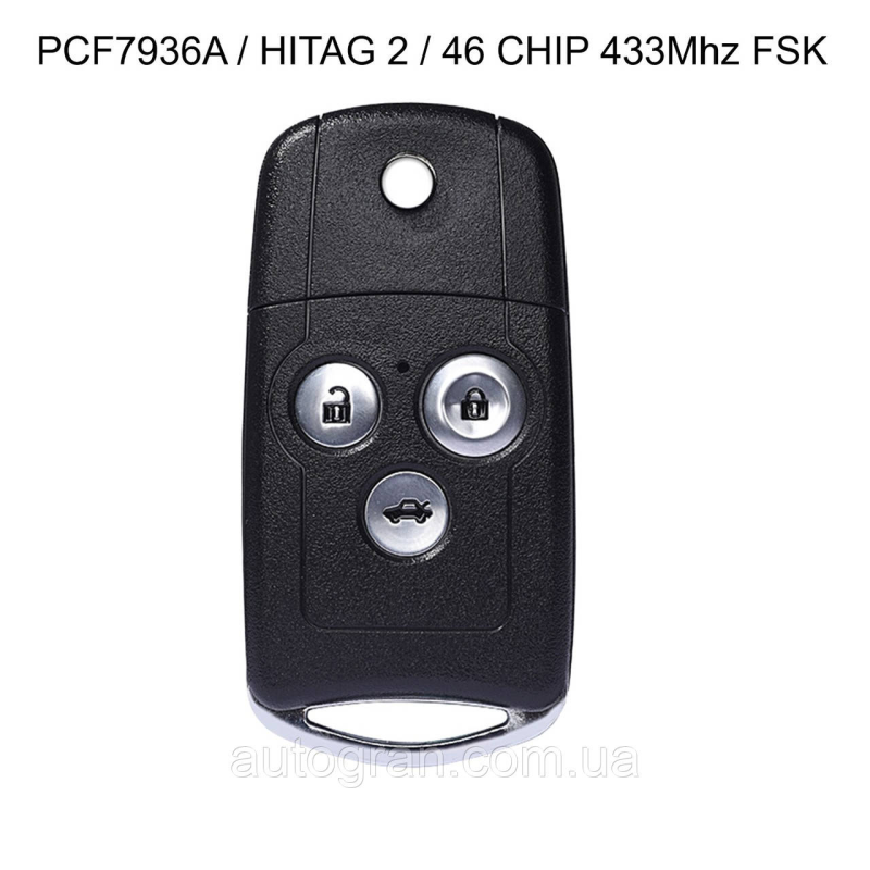 Ключ 3 кнопки Honda Accord Civic City Jazz CRV HRV 433MHZ чіп ID46 PCF7936 Ключ 3 кнопки Honda Accord Civic City Jazz CRV HRV 433MHZ чіп ID46 PCF7936