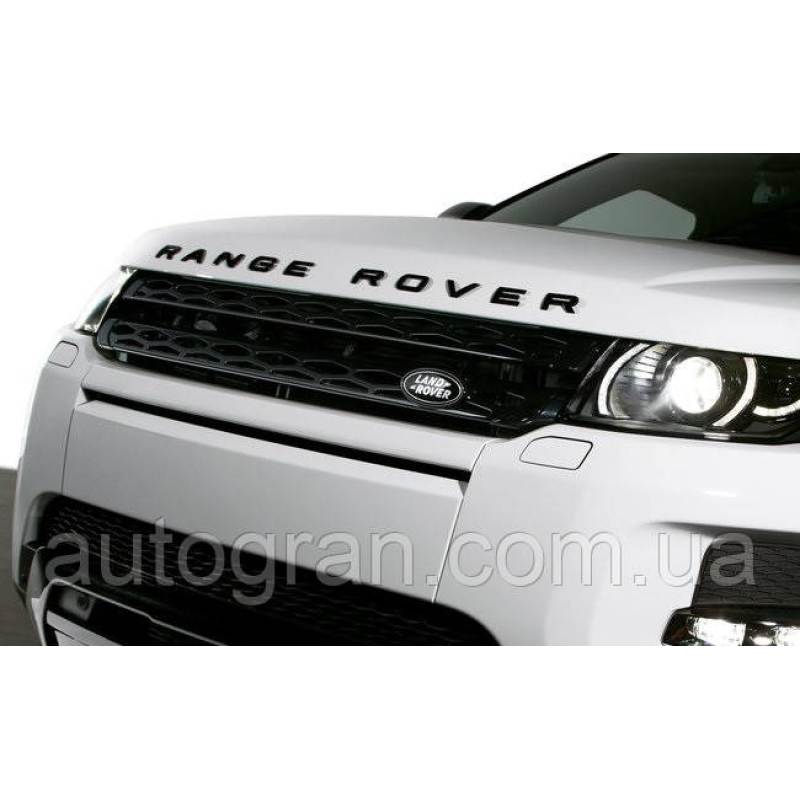 Емблема напис капота Range Rover чорна матова Емблема напис капота Range Rover чорна матова