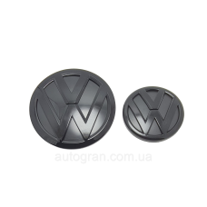Комплект емблем решітки і багажника VW Volkswagen Jetta 2015-2019 чорні глянцеві