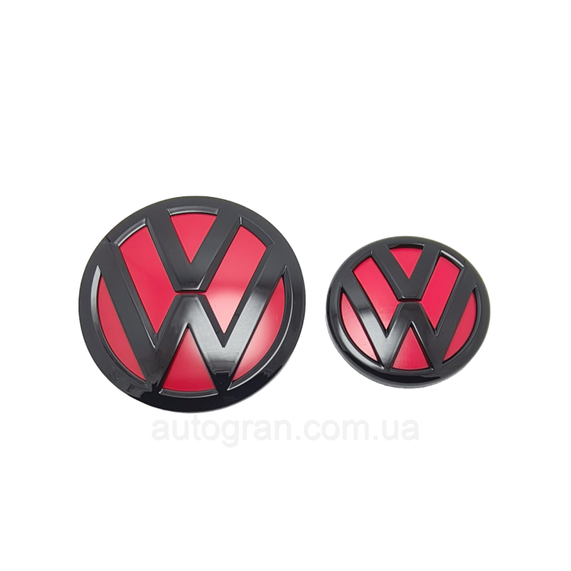 Комплект емблем решітки і багажника VW Volkswagen Jetta 2015-2019 чорно-червоні глянцеві