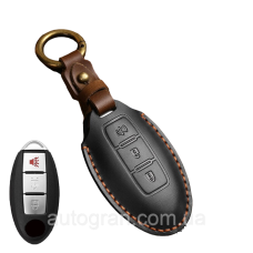 Шкіряний чохол на смарт ключ Nissan 2+1 кнопки