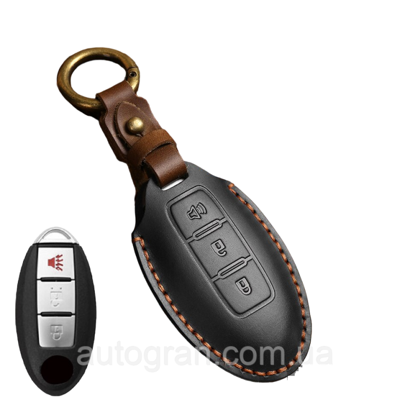 Шкіряний чохол на смарт ключ Nissan 2+1 кнопки