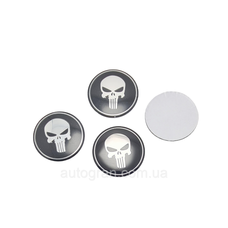 Наклейки на ковпачки литих дисків Punisher 65мм чорні